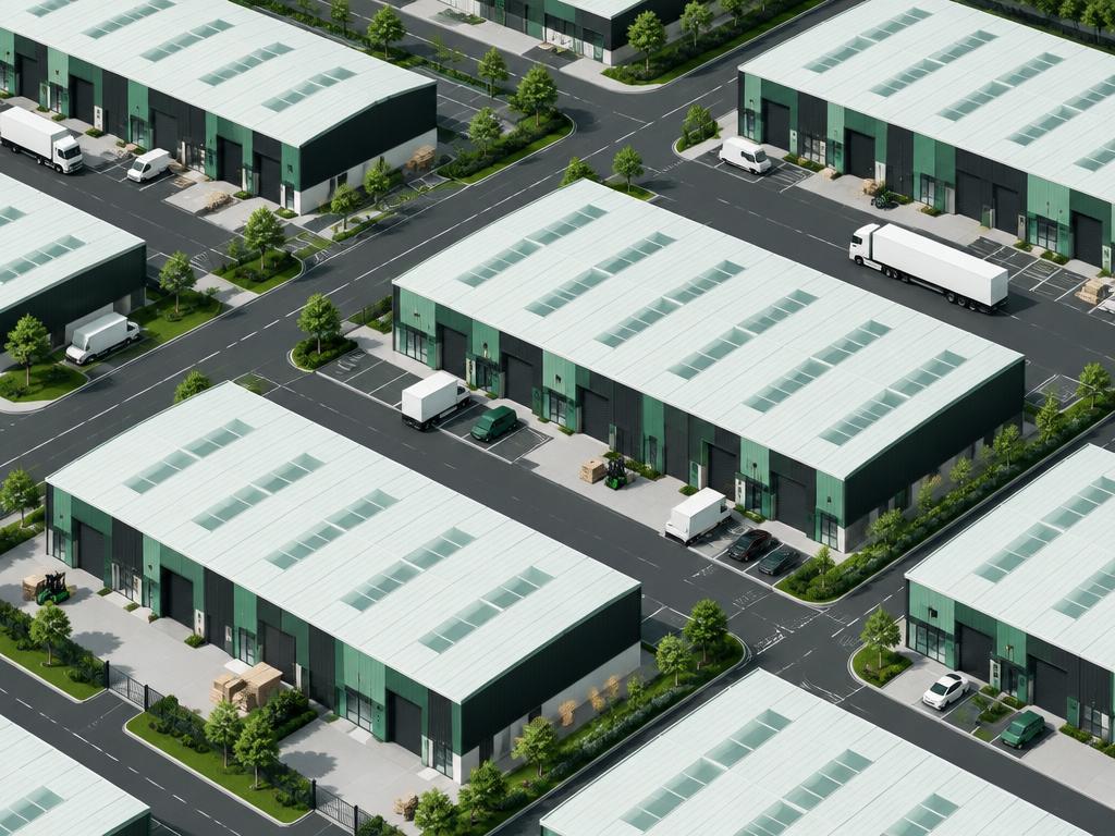 Conceptuele verbeelding van bedrijfsunits en logistieke verbindingen