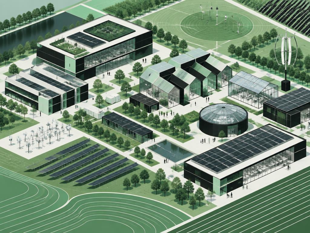 Conceptuele verbeelding van een energie- en industriecampus